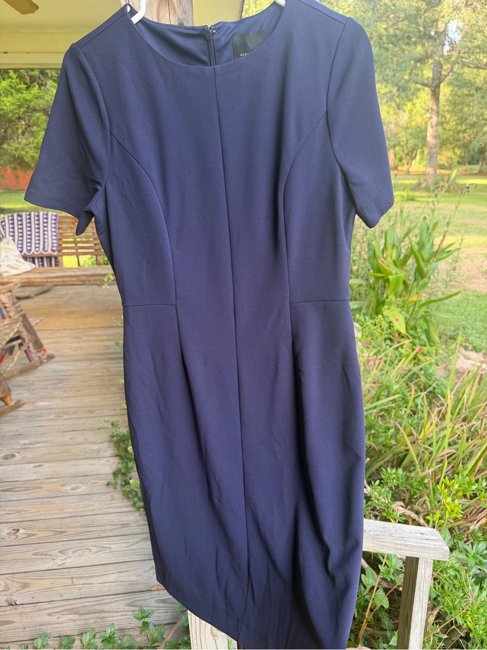 Alex Marie Navy Short-Sleeve Sheath Dress